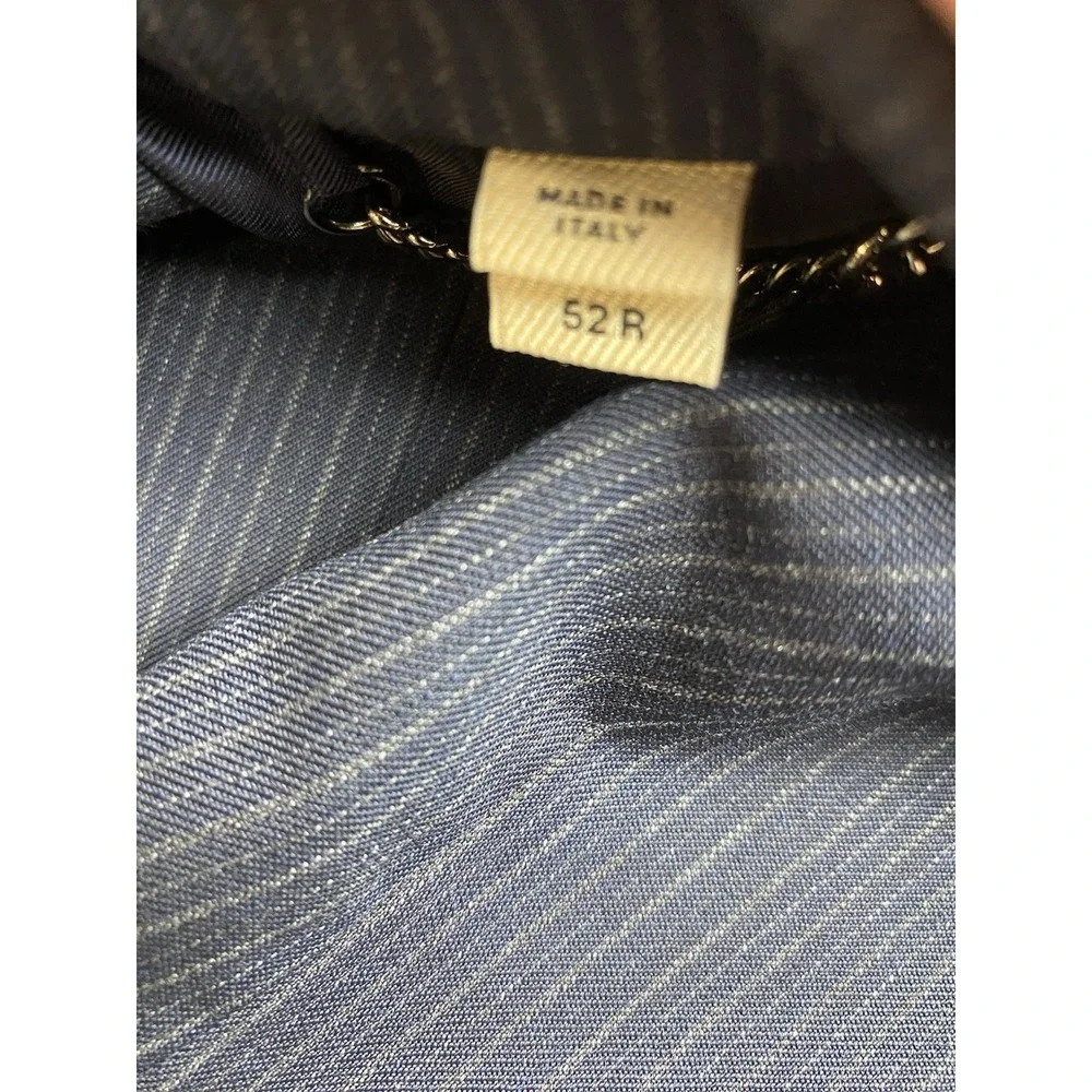 Burberry London Men's Striped 100% Wool Suit Jacket Navy Size 52 R‎